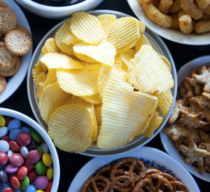 Platter of snacks and chips