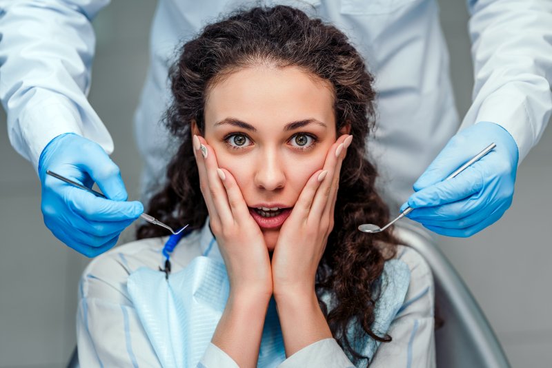 Someone scared in the dental chair