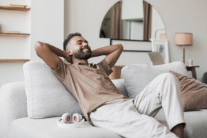 a patient resting at home during the holidays